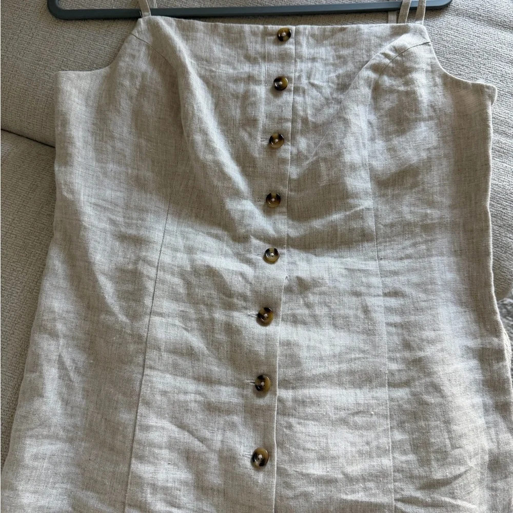 Reformation Antonia Linen Top in Oatmeal Size 10 - Picture 6 of 6